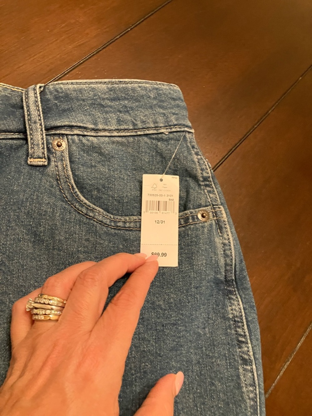 GAP Mid Wash Denim Midi Skirt with Front Slit - Picture 3 of 6